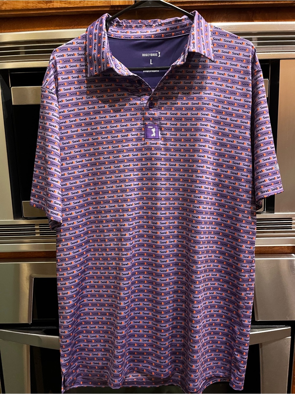 Bogey Bros Purple Logo-Print Send It Men's Polo Shirt